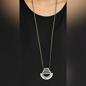 Paparazzi Silver and Green Necklace BOHO southwest Jewelry